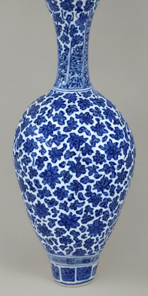 Image similar to A modern flower, style of Chinese Vase, Portuguese Blue and White Painted Tile Art