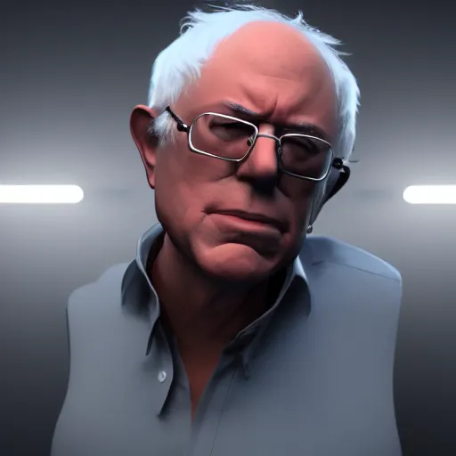 Image similar to render as a very beautiful 3d Bernie Sanders, full body, full round face, short smile, cinematic lightning, medium shot, mid-shot, highly detailed, trending on Artstation, Unreal Engine 4k, cinematic wallpaper