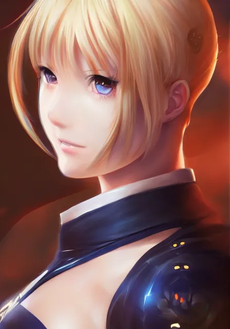 Prompt: A realistic anime portrait of saber in anime fate, digital painting, by Stanley Artgerm Lau, Sakimichan, Yoneyama Mai, WLOP and Rossdraws, digtial painting, trending on ArtStation, deviantart