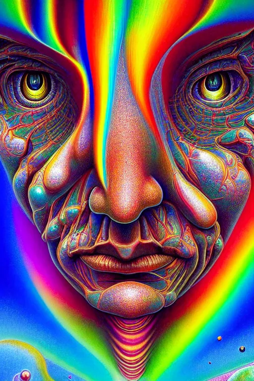 Image similar to hyperrealistic abstract close-up Renaissance psychedelic!! celestial happy! pure creature!! peaceful! kind spirit of nature! beautiful fractal!! eyes! highly detailed concept art eric zener elson peter cinematic hard rainbow lighting high angle hd 8k sharp shallow depth of field endless, inspired by Zdzisław Beksiński Salvador Dali