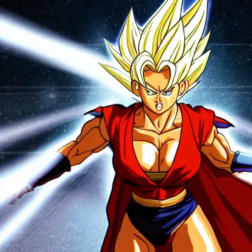 Image similar to photo of jessica alba as super saiyan powering up