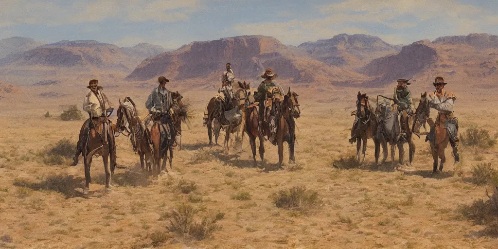 Prompt: an expedition through the american west, painted