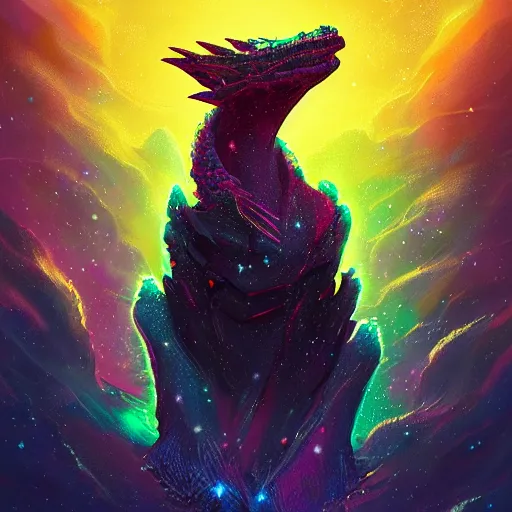 Prompt: cosmic dragon made of constellations, cinematic, ultra hi - res, digital art, artstation, by dmitry prozorov, alena aenami