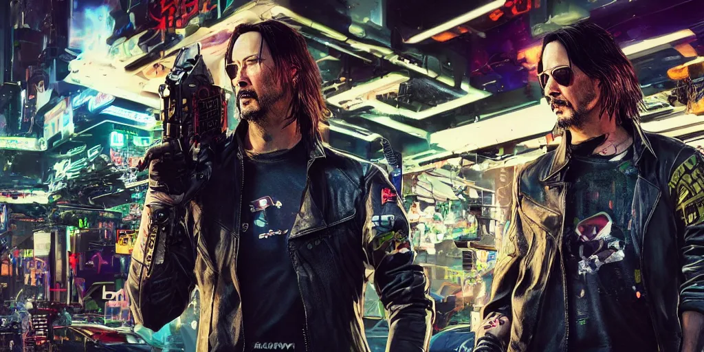 Prompt: wake up, solarpunk, keanu reeves, cyberpunk 2 0 7 7, anarchy, realistic, ultra detailed