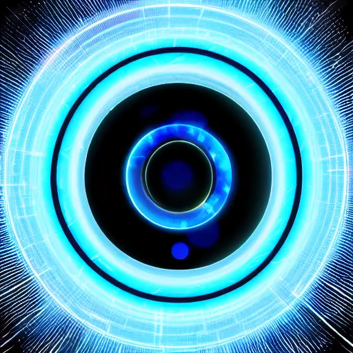 Prompt: blue circular hologram, sci - fi, ai