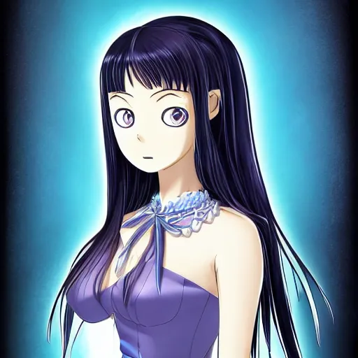 Image similar to a beautiful young woman with long hair with full body by eiichiro oda, symmetrical, crystal lighting, highly detailed