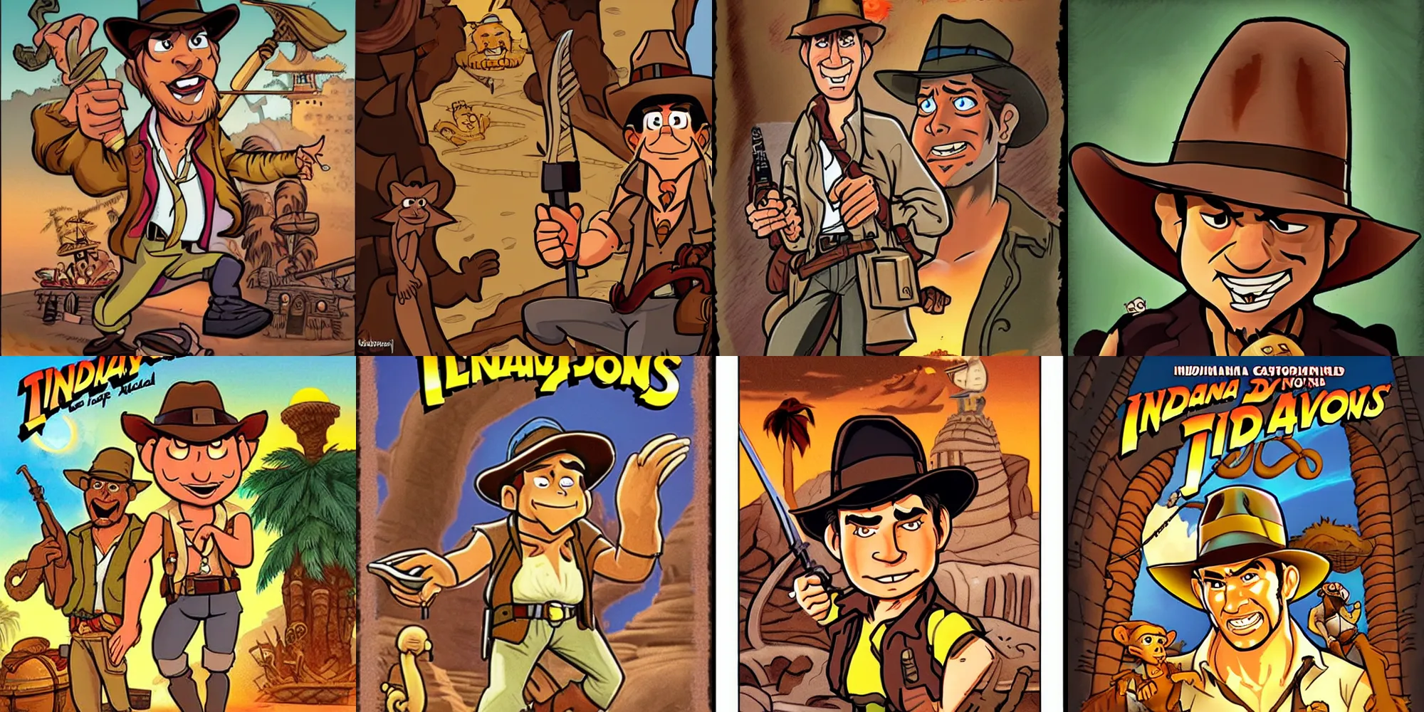 Prompt: Indiana Jones on Monkey Island, Lucasarts, in the style of Steve Purcell