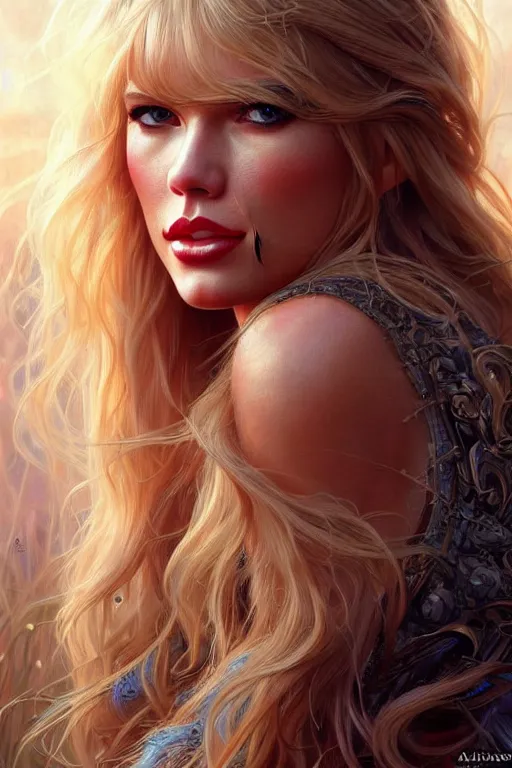 Image similar to a mix between claudia schiffer and taylor swift and britney spears and denise richards in wild things as a princess, fantasy, intricate, elegant, highly detailed, digital painting, artstation, concept art, matte, sharp focus, illustration, art by artgerm and greg rutkowski and alphonse mucha