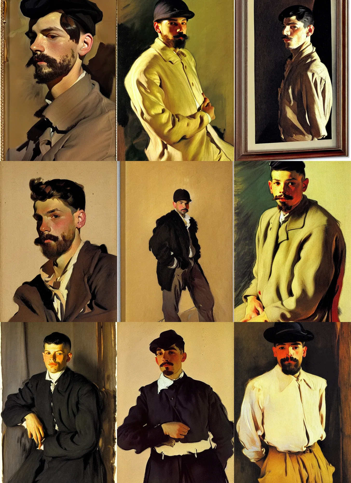 Prompt: portrait of a young man, illustrated by joaquin sorolla and diego velazquez