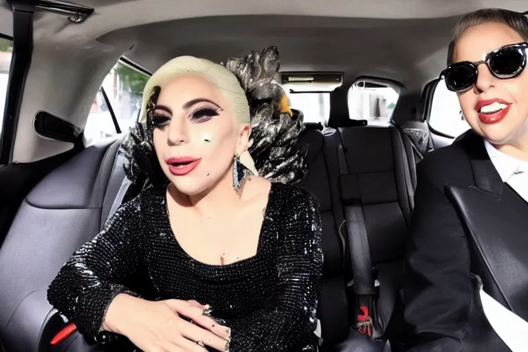 Image similar to lady gaga and judy garland carpool karaoke