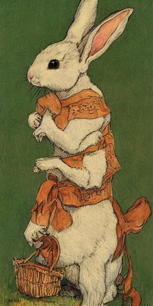 Image similar to a rabbit in the style of carl larsson