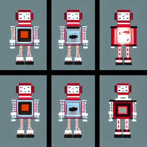 Prompt: boy robot character pixel art animation sheet