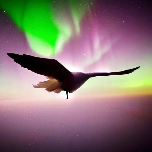 Image similar to dove!!!!!!!!, wings, flying, ascending, earth, aurora, photography, space, atmosphere, atmospheric, epic