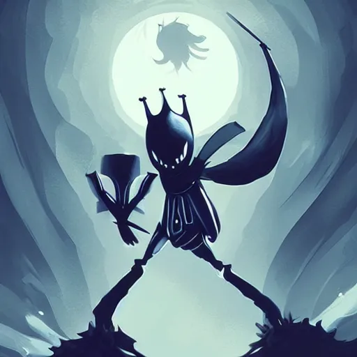 Prompt: the knight from hollow knight, digital art, award winning, trending on artstation,