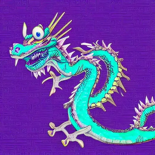 Prompt: very cute purple Chinese dragon with ai, disney, digital art