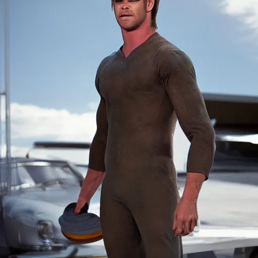 Prompt: chris hemsworth as gumby still movie realistic