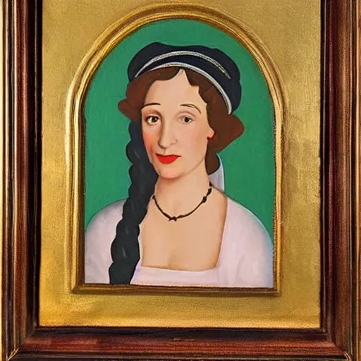 Image similar to medieval painting of marvelous mrs. maisel, miriam, art gallery, portrait, princess, oil painting