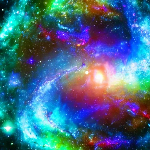 Image similar to large scaling galaxy, intertwining bright colors, supernova, fire, collapsing into a black hole full of beautiful galaxies, bright hd ultra color, bright stars, space, bright