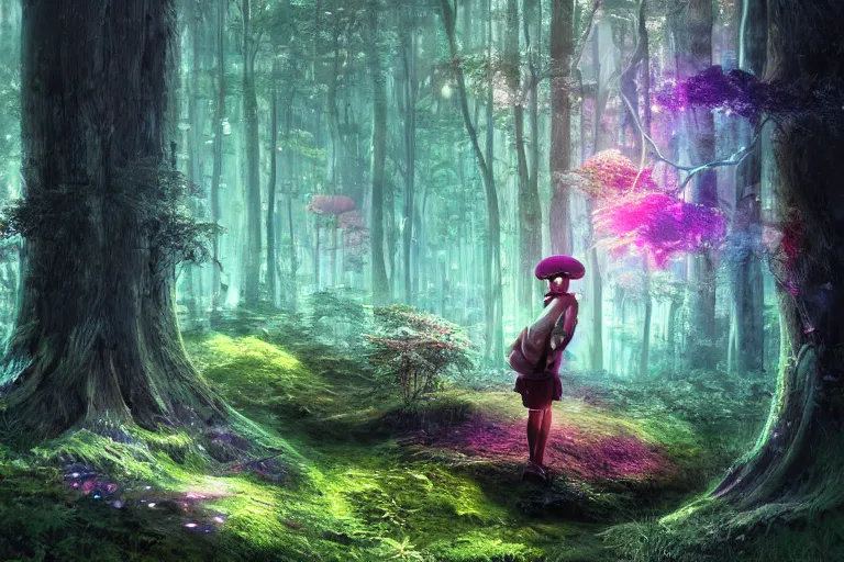 Image similar to mushroom in the forest, cyberpunk vapor wave glitch wave art, 4 k digital illustration by artgerm, wlop, andrei riabovitchev, marc simonetti, yoshitaka amano, artstation, 8 k resolution, soft focus