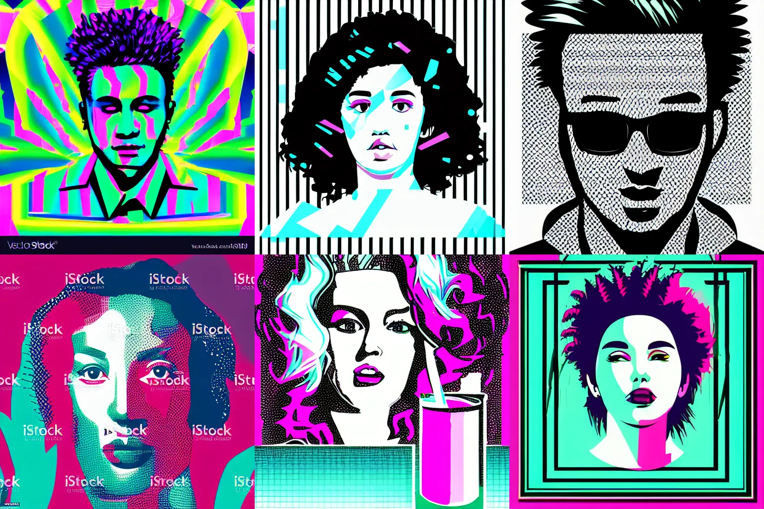 Prompt: vaporwave high contrast vector art portrait