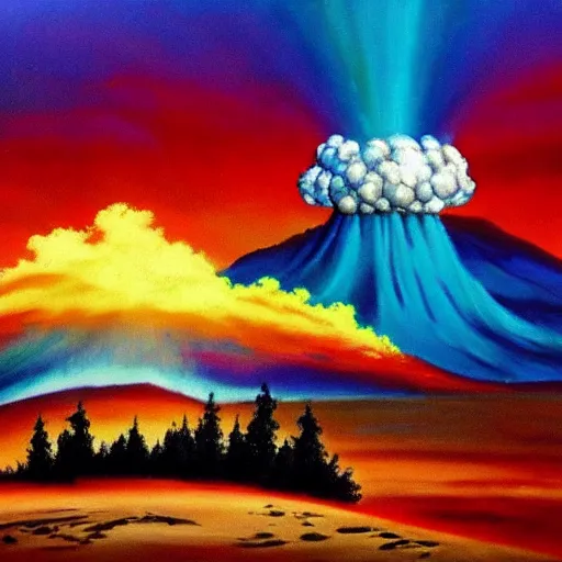 Prompt: nuclear explosion painted by Bob Ross