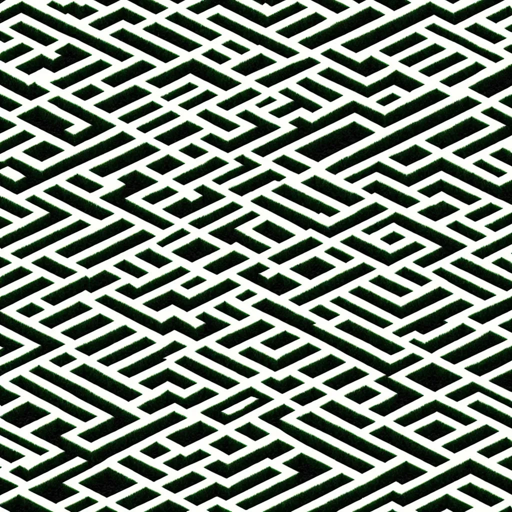 Image similar to wimmelbilder maze made of hedge maze labyrinth, isometric, very sharp, high contrast