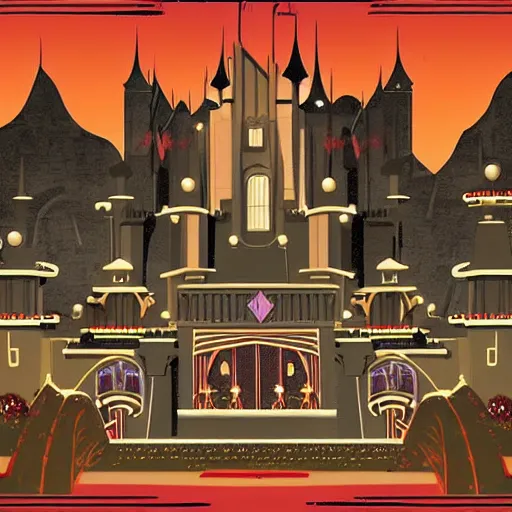 Image similar to Art Deco Disneyland castle, fantasy, artstation