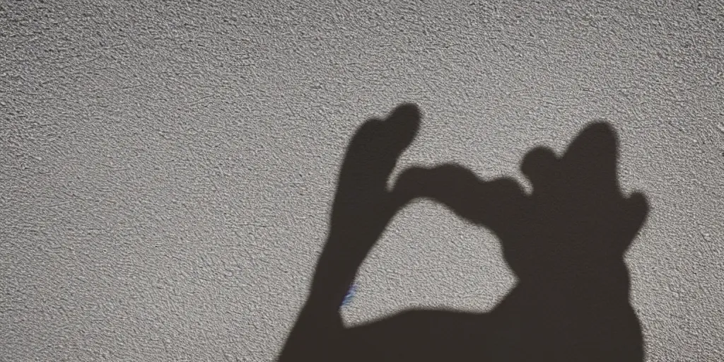 Prompt: a hand that is casting a shadow on a wall and the shadow is in a shape of an elephant