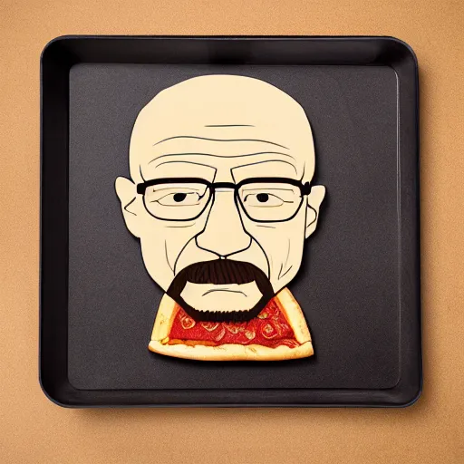 Image similar to pizza in the shape of walter white, promotional material, 4 k, professional photography