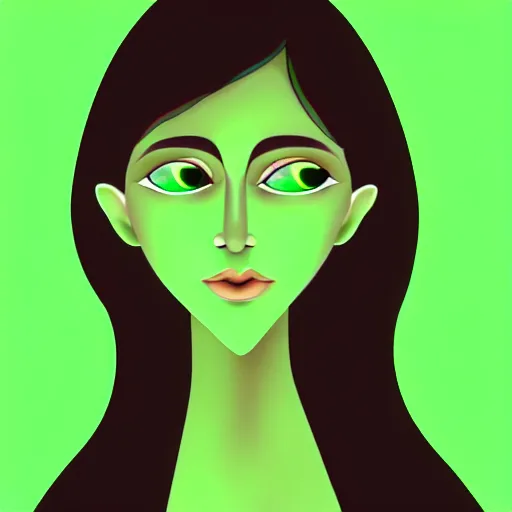 Prompt: Female character, green background, by Andreas Polyviou