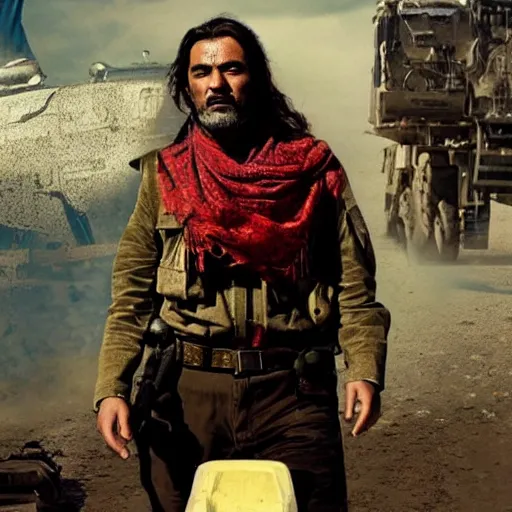 Image similar to kurdish communist in a movie directed by christopher nolan, movie still frame, promotional image, imax 7 0 mm footage