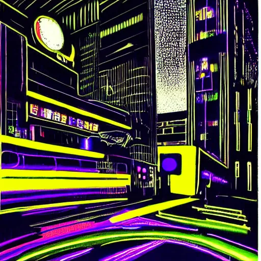 Image similar to neon noir night scene by arai yoshimune