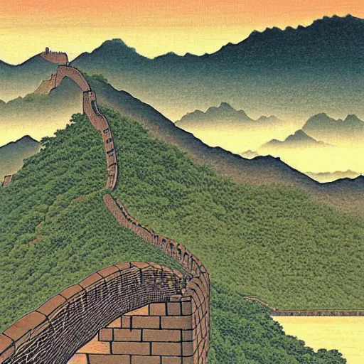 Prompt: The Great Wall by Kawase Hasui