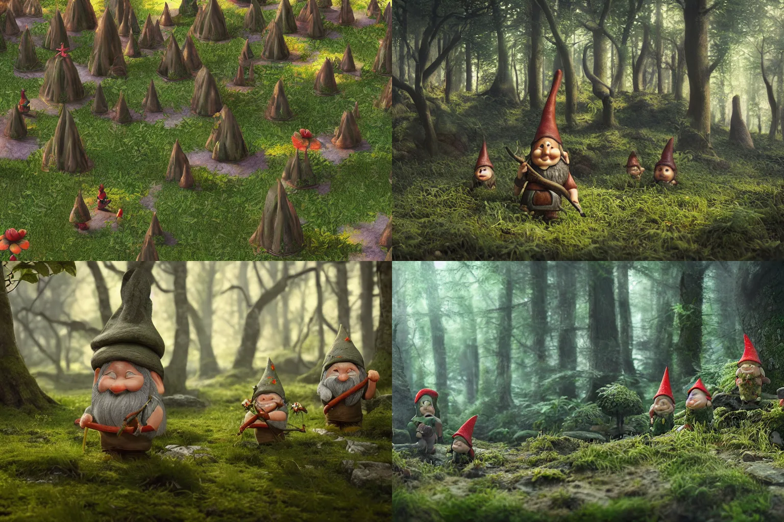 Prompt: gnome forest, octane render, oil painting, trending