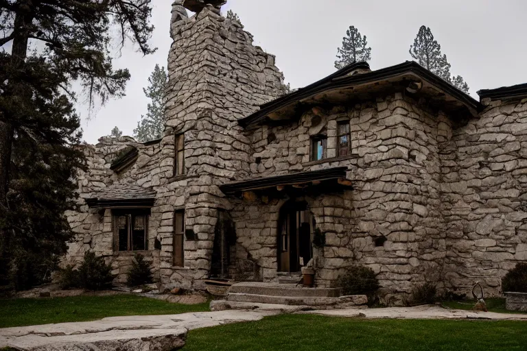 Image similar to old man and his beautiful stone mansion in Yosemite by Emmanuel Lubezki