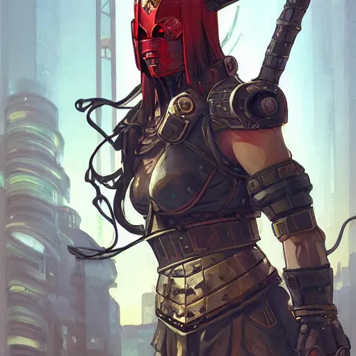 Image similar to cyberpunk viking helmet mask warrior goddess robot ninja fantasy, art gta 5 cover, official fanart behance hd artstation by jesper ejsing, by rhads, makoto shinkai and lois van baarle, ilya kuvshinov, ossdraws