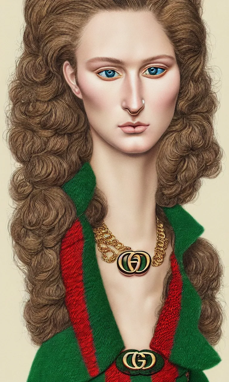 Image similar to a very beautiful gucci portrait, highly detailed, intricate