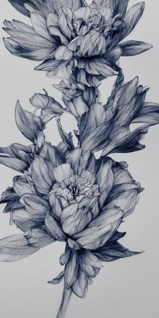 Image similar to highly detailed beautiful photography of flower, sharp focus, dramatic, dynamic, lighting, elegant, blue background, harmony, beauty, masterpiece, by durero, by kim jung gi, pencil draw