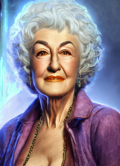 Prompt: highly detailed portrait of bea arthur, fantasy illustration by simon bisley, global illumination, radiant light, detailed and intricate environment