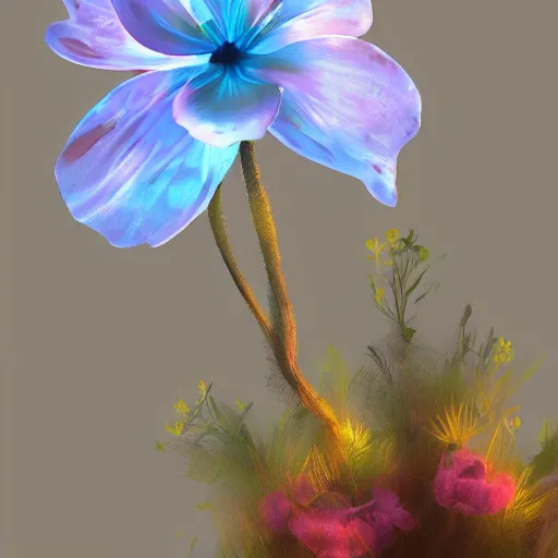 Image similar to Luminescent flower blooming at twilight, cgsociety