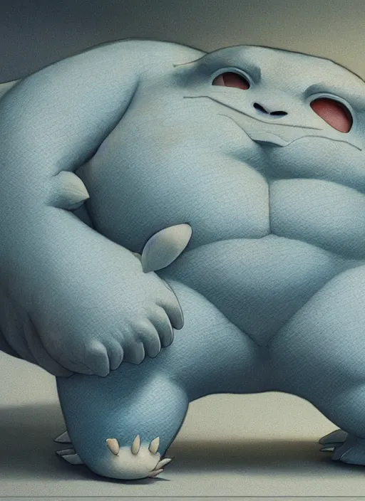 Image similar to Snorlax Pokemon with translucent skin, visible muscles and veins and arteries and bones and spines and nerves, beautiful detailed intricate insanely detailed octane render, 8k artistic photography, photorealistic, chiaroscuro, by David Cronenberg, Raphael, Caravaggio