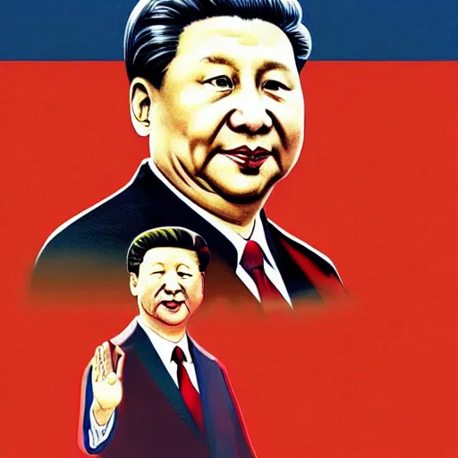 Prompt: xi jinping on a dprk communist poster