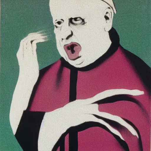 Image similar to individual screaming pope innocent x silk screen francis bacon