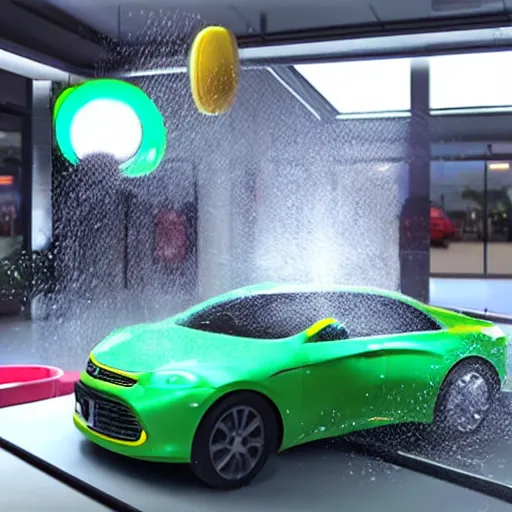 Image similar to robotic car wash of the future, hyper realistic, 4k, 8k, cinematik