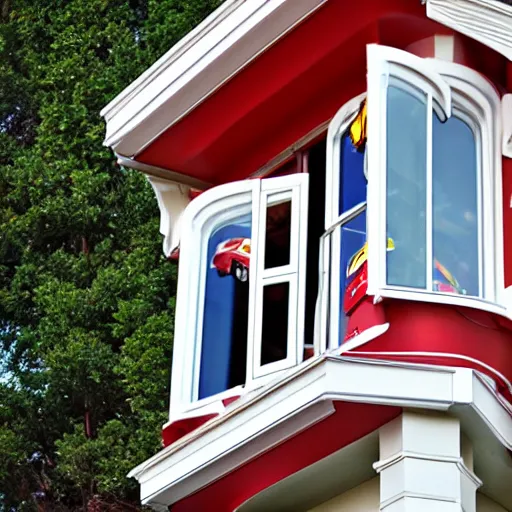 Image similar to Lightning McQueen themed balcony window