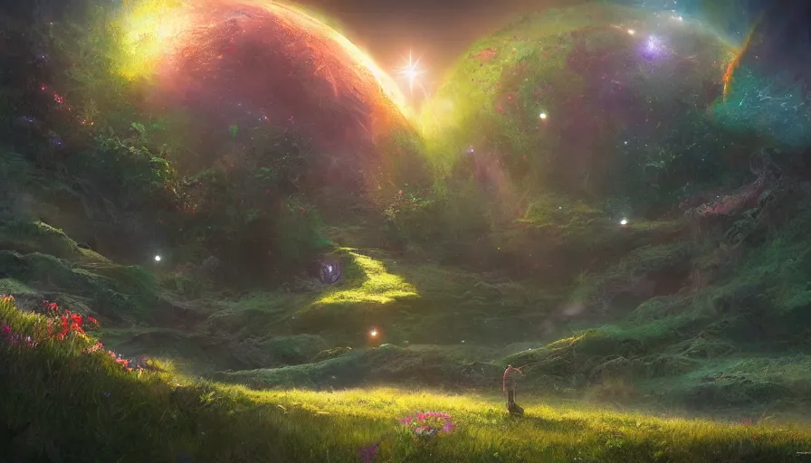 Image similar to the garden at the end of the universe, trippy, jessica rossier, art station
