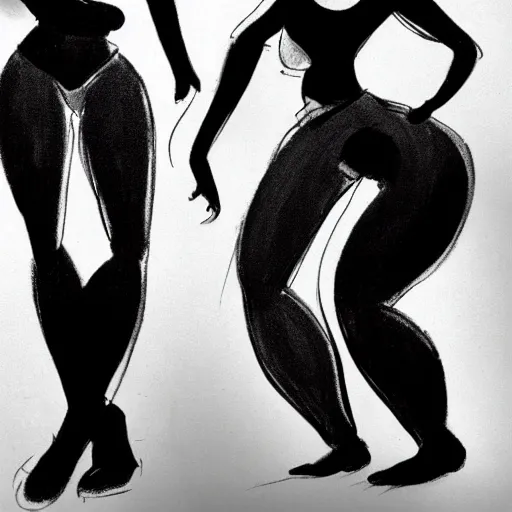 Image similar to milt kahl sketch of thick cuban girl wearing black yoga pants