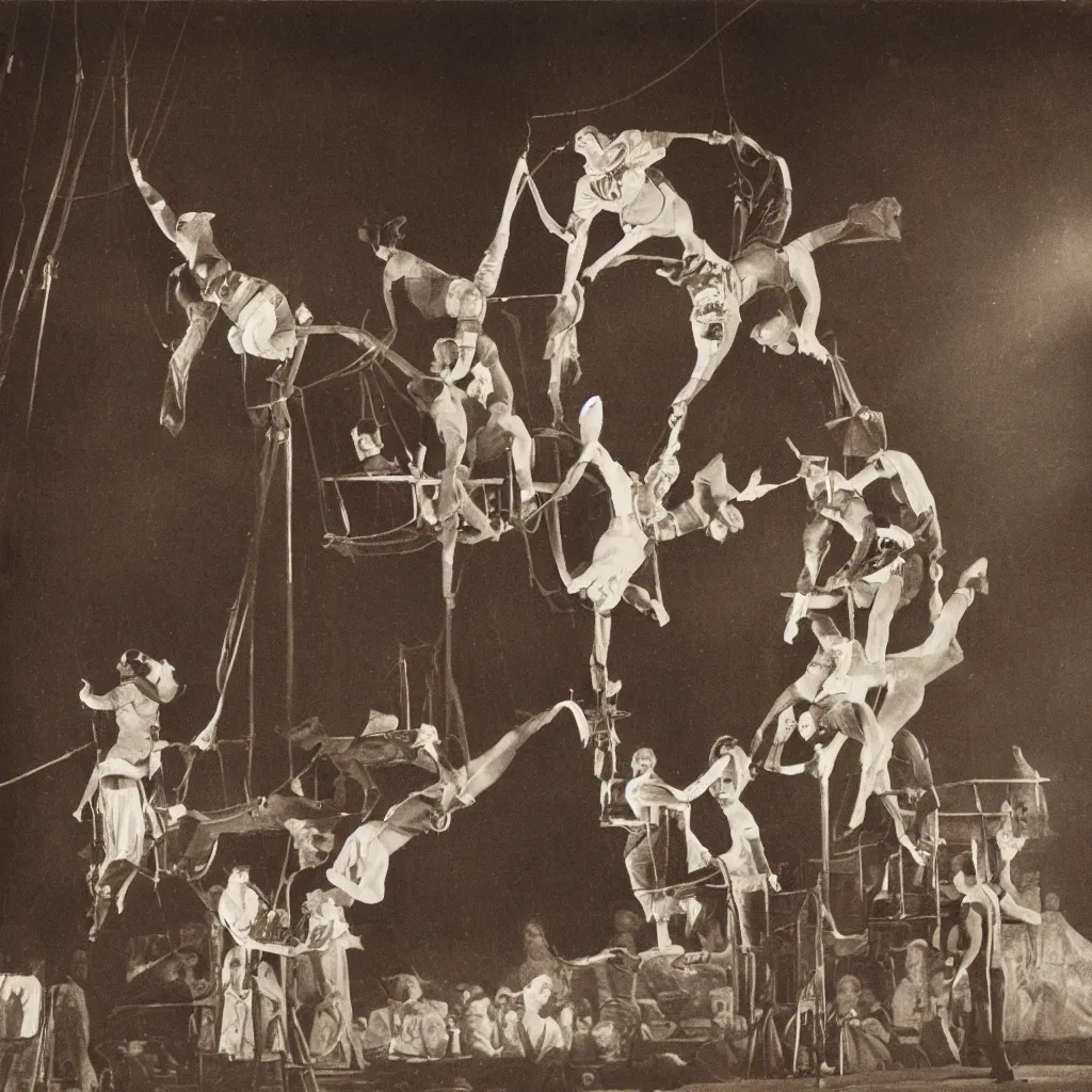 Prompt: spotlight on 2 performers at a circus by charles bell