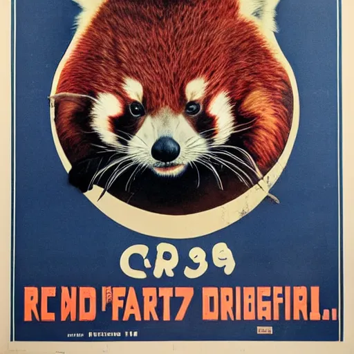 Prompt: red panda on a propaganda poster, guns, world war, circa 1 9 3 9, stencil