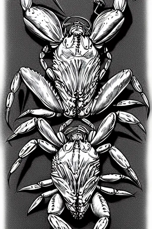 Image similar to crab humanoid figure warrior, symmetrical, highly detailed, digital art, needles, sharp focus, trending on art station, kentaro miura manga art style